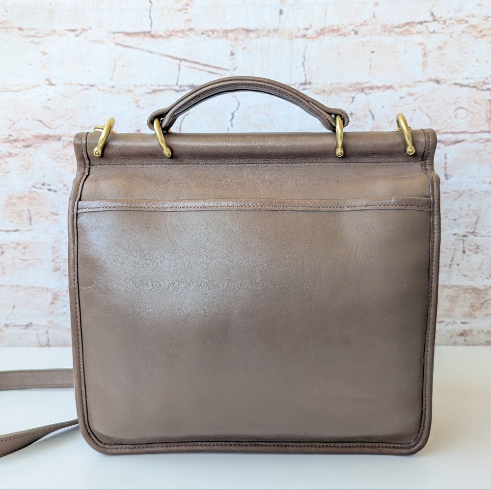 Coach Taupe Leather Top Handle Crossbody Bag with Gold Hardware - Picture 7 of 15